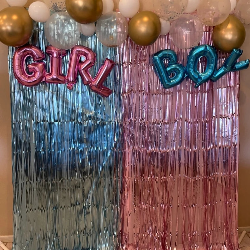 Gender Reveal Tinsel Curtain